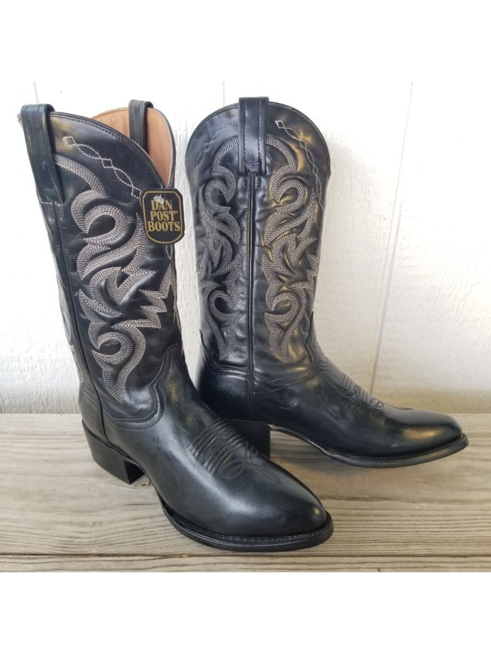 Dan Post Mens Black Leather Milwaukee Cowboy Western Boots 8.5 D DP2110 FLAW